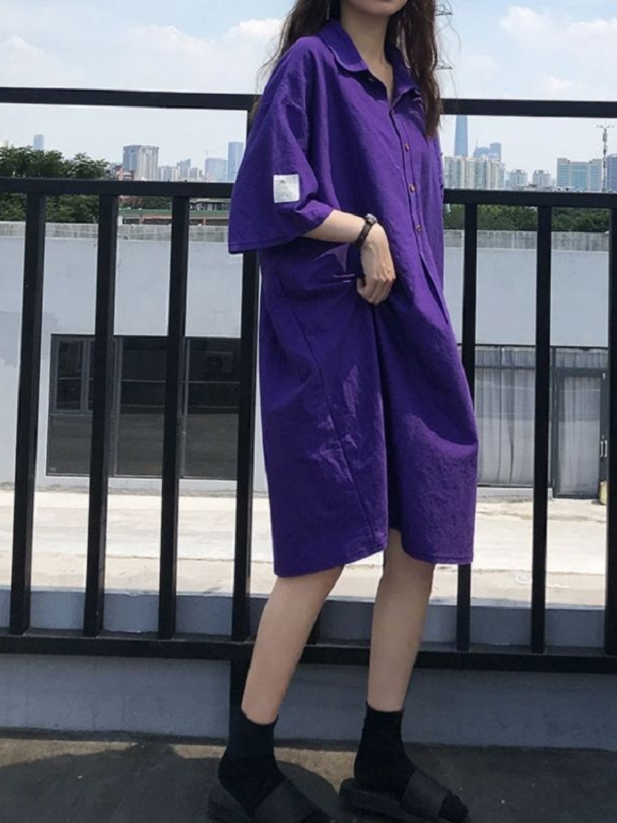 plus Size Shirt Dress Slimming - Korean Style A Line Shirt Dress 评论和价格