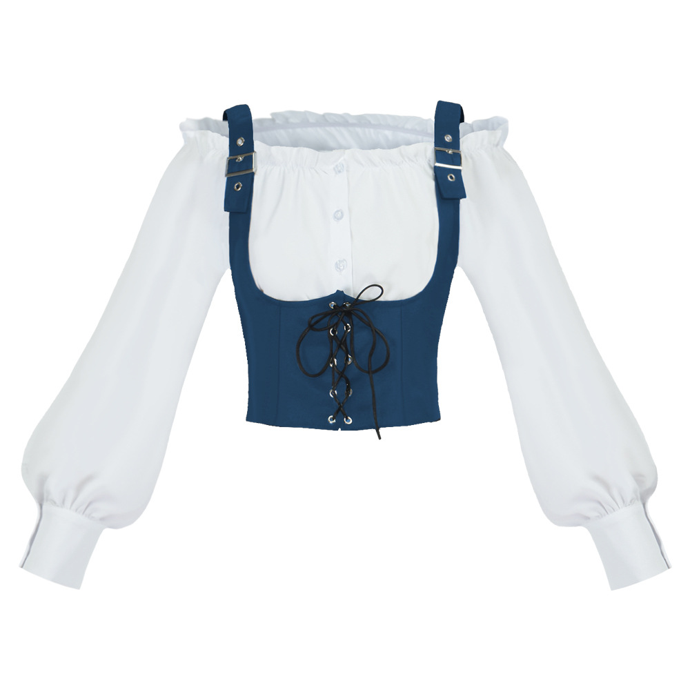 Retro Western Style Women Blou - Tops 评论和价格