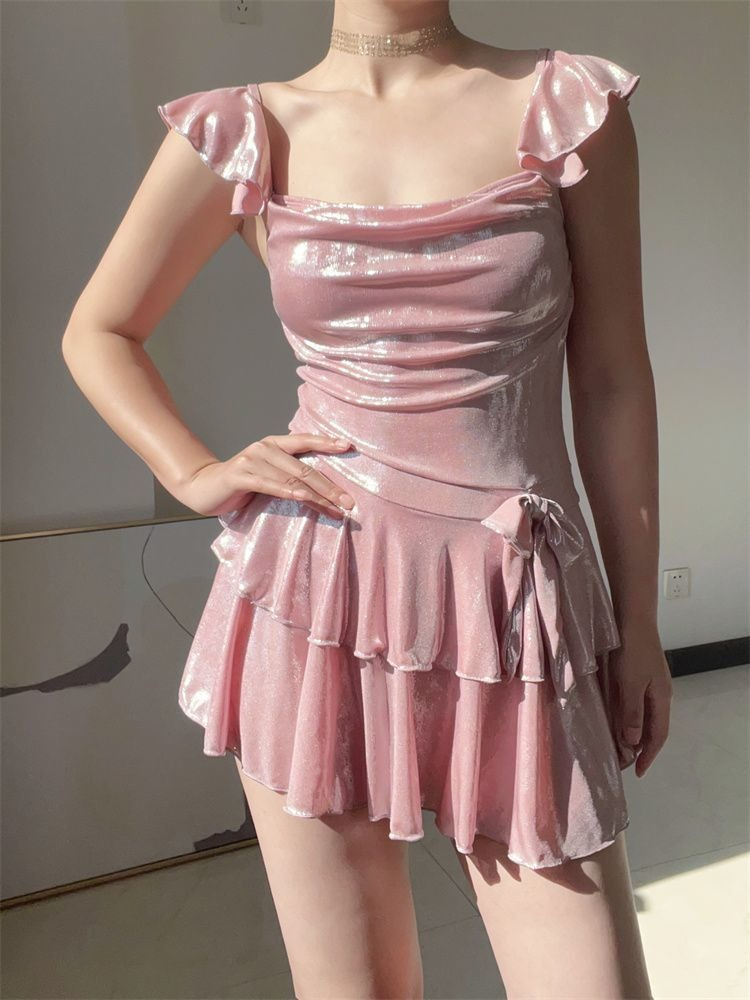 Flattering Shiny Pink Swimwear - Swimwear 评论和价格
